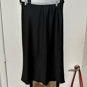 Zara Black Midi Satin Skirt